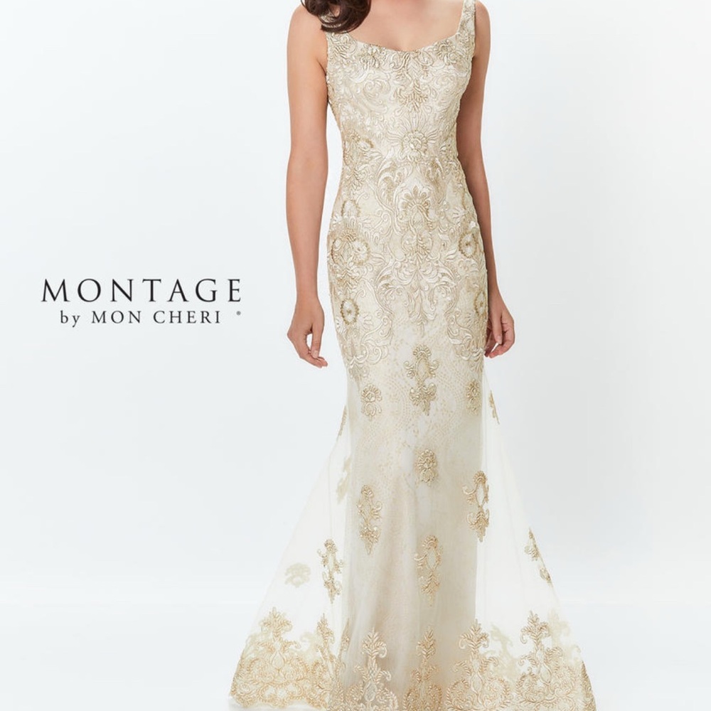 MONTAGE BY MON CHERI Ivory Evening Gown